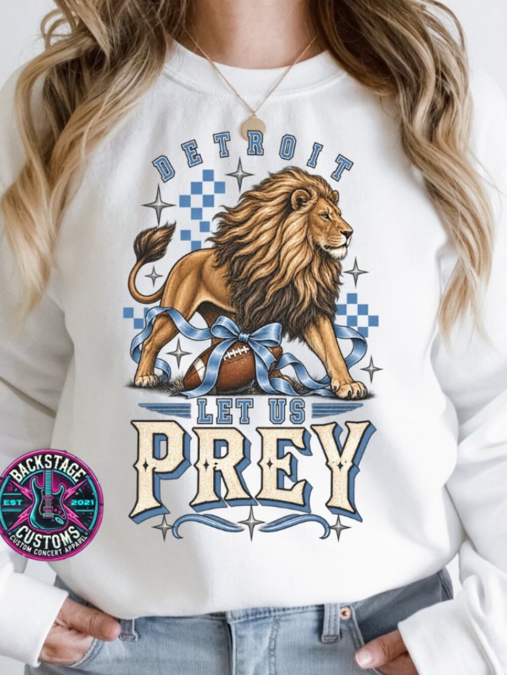 Detroit Let Us Prey Football Crewneck